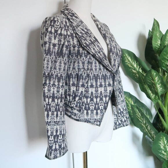 Derek Lam 10 Crosby Tweed Cropped Open-Front Long Sleeve Cutout Jacket Blazer 0 - Picture 5 of 13